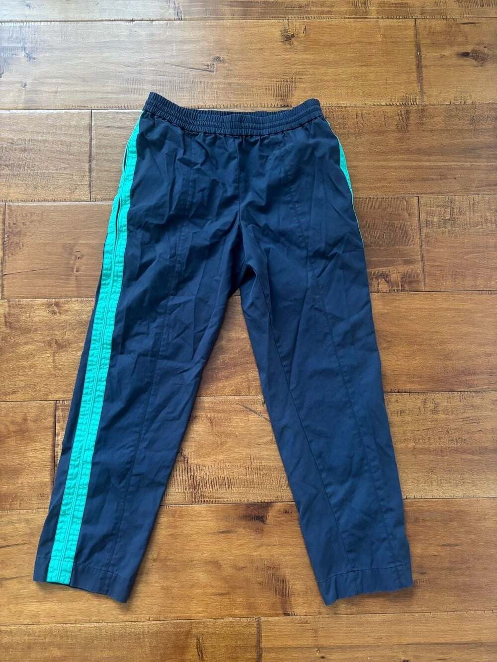 Kenzo Paris Navy Jogger Pants with Green Side Stripe